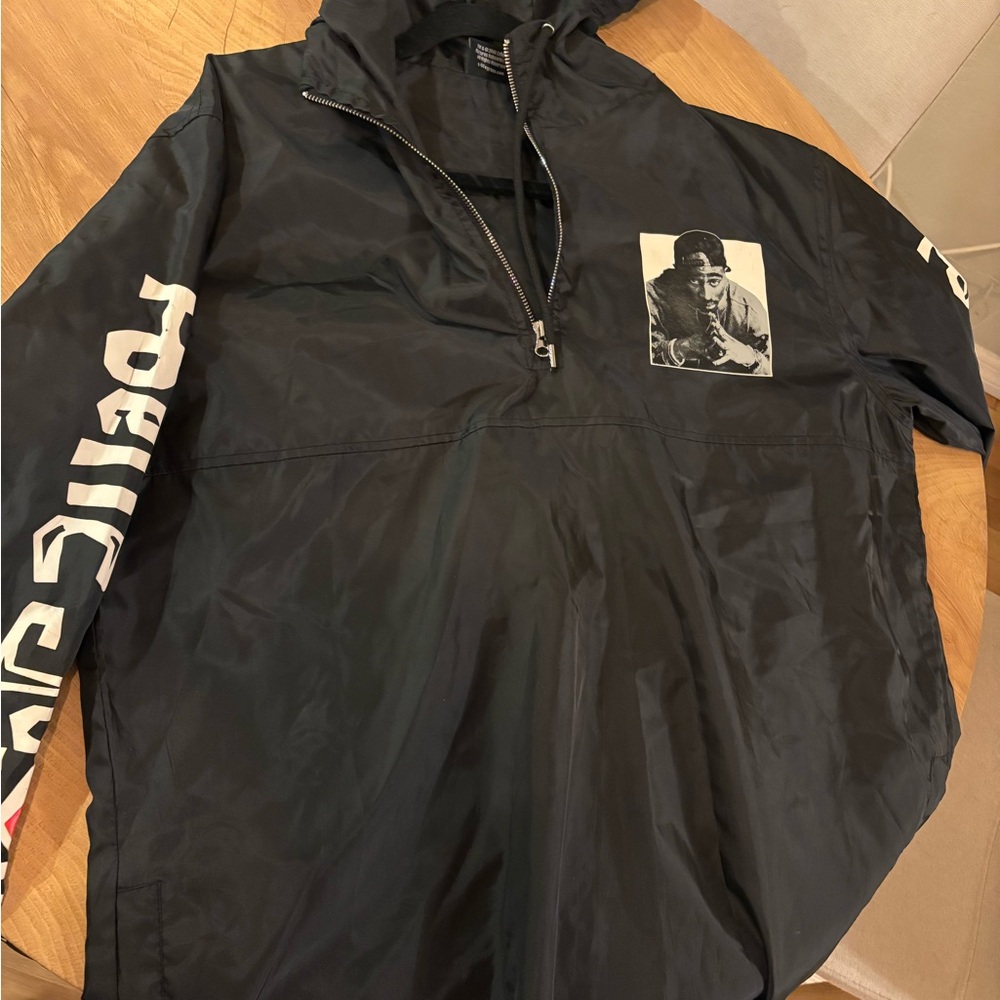 Chemistry Tupac Black and White Graphic Windbreaker